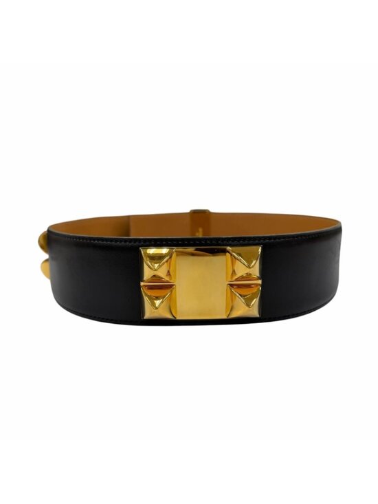 Hermes Vintage Collier de Chien 50 Gold Leather Belt Black 65 main image 4